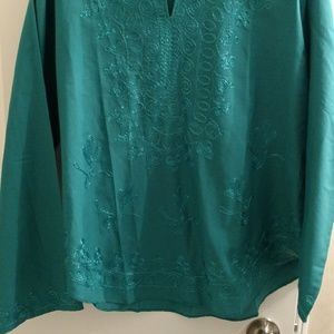 Handmade Green Embroidered Tunic from Egypt